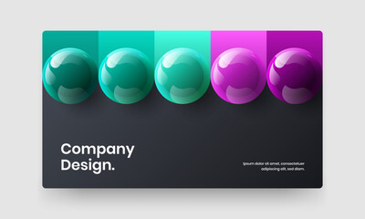 Clean flyer design vector template. Colorful 3D balls presentation illustration.