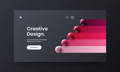 Modern realistic spheres presentation concept. Trendy landing page design vector layout.