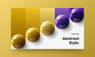 Bright realistic balls presentation template. Geometric corporate identity vector design illustration.