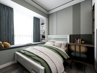 3D rendering, modern design style bedroom