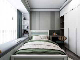 3D rendering, modern design style bedroom
