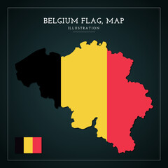 Belgium flag map vector illustration