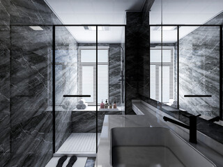 3D rendering, clean and tidy bathroom design