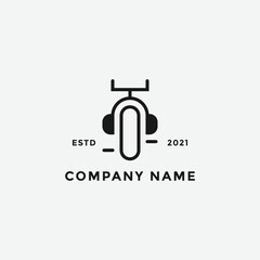 Logo bicycle music, concept bicycle ,headphone and mic.