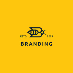 letter b bee, concept initial b and animal bee logo design.