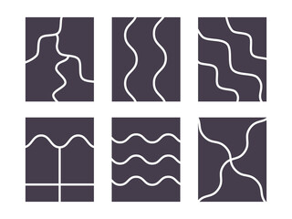 Photo collage template, empty black mockup for photo montage. Photo frame collection or moodboard, mosaic pictures gallery for presentation, vector illustration