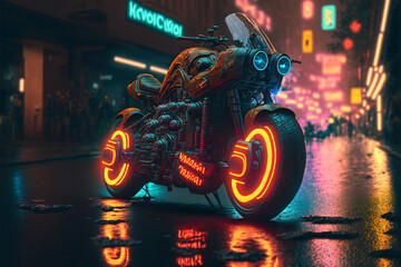 Futuristic cyberpunk motorcycle concept illustration