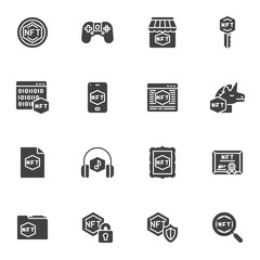 NFT technology vector icons set