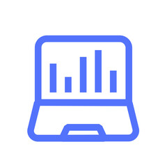 laptop analytics bar charts graph latop infography data