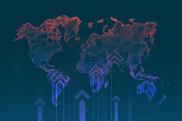 Technology image of globe. Abstract polygonal shapes.