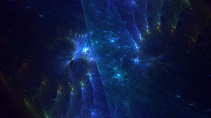3D rendering abstract multicolor fractal light background