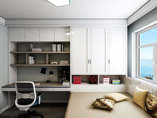 3D rendering, modern design style bedroom