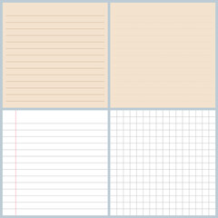 Notebook Paper Background, Abstract pattern simple shape, Line background set, vector illustration.