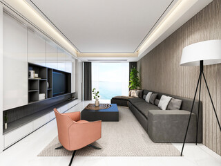 3D rendering, modern living room design