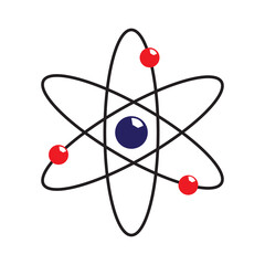Atom icon vector   atom symbols silhouette on white background