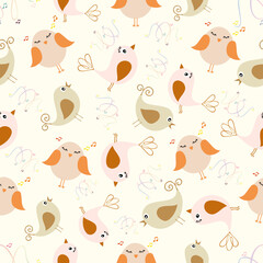 Cute Bird Seamless Pattern Background Wallpaper
