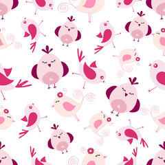 Obraz premium Cute Bird Seamless Pattern Background Wallpaper