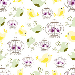 Cute Bird Seamless Pattern Background Wallpaper