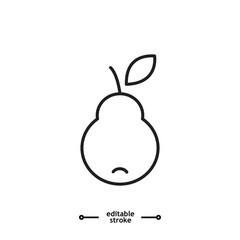 Fresh pear icon, Green pear fruit icon symbol logo illustration,editable stroke, flat design style isolated on white.