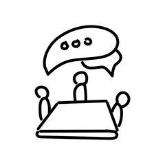Teamwork business meeting doodle icon design. Vector thin line hand drawn graphic illustration elements for corporate,, business and other subjects