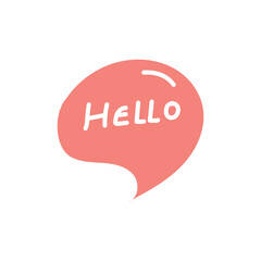 Simple minimal doodle speech bubble with hello text. Vector graphic element