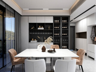 3D rendering, luxury style restaurant design
