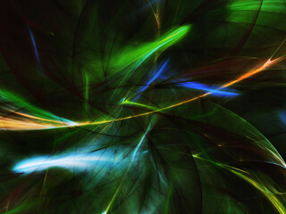 green abstract fractal background 3d rendering illustration