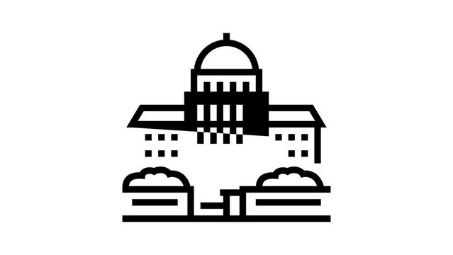 parliament state structure building line icon animation