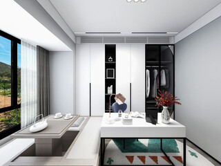 3D rendering, business office, study design