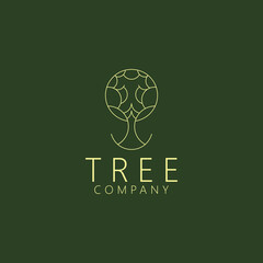 Nature logo with simple golden tree concept 