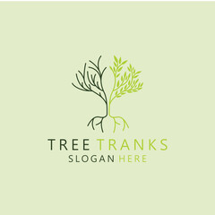 Nature logo with simple golden tree concept 