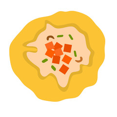 Dim sum for steam food theme on blue isolated background