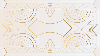 Art deco background with golden line on white background. Art deco vintage linear thin line geometric shape retro design frame badge. Art deco line border for wedding, template, greeting card, poster