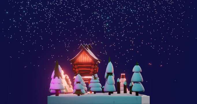 3d house on chicken legs. Russian tales. Baba Yaga's house. New Year holidays diorama scene. High quality 4k footage