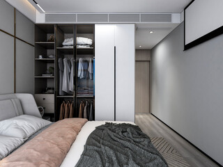 3D rendering, modern design style bedroom