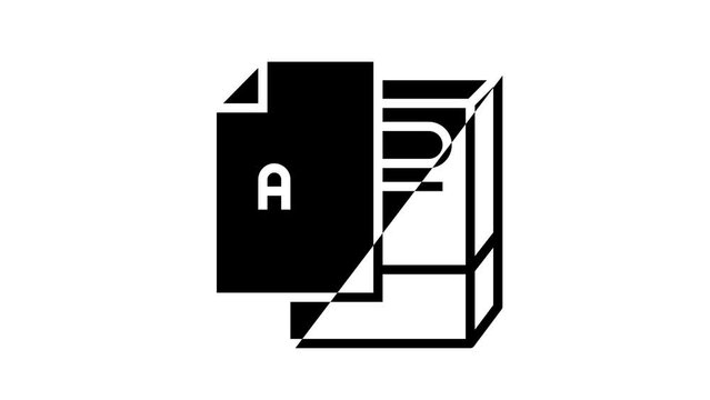 a4 paper format line icon animation