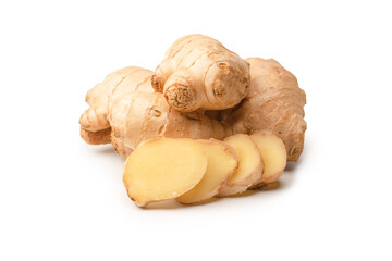 Ginger root isolated on white background.