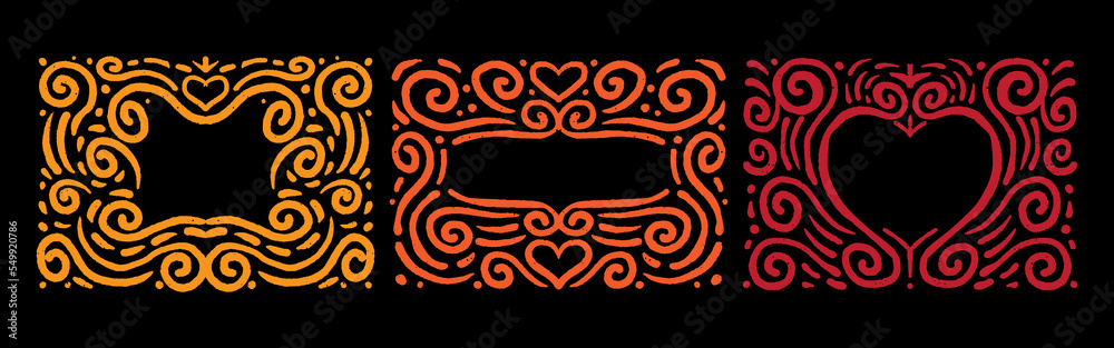 Aufkleber abstract swirl geometric line design with traditional pattern style. set of hand drawn illustration 