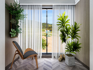 3D rendering, balcony design in urban buildings