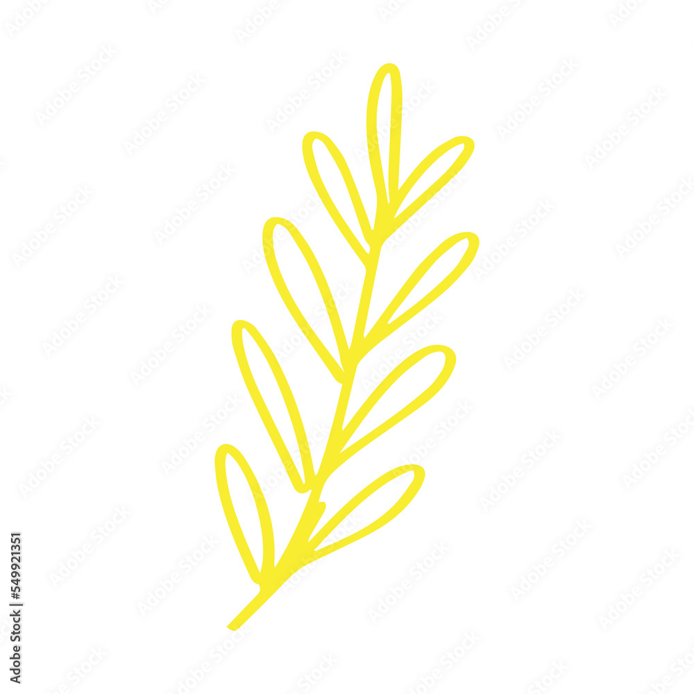 Poster rustic leaf in minimalist boho and vintage hand drawn illustration for design element.