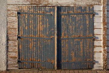 home brown grey natural wooden door car garage gate of private house