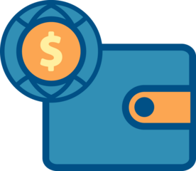 wallet and globe icon 