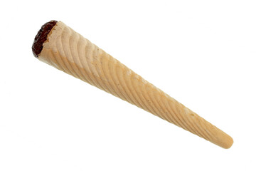 Vanilla wafer biscuit isolated on white background.