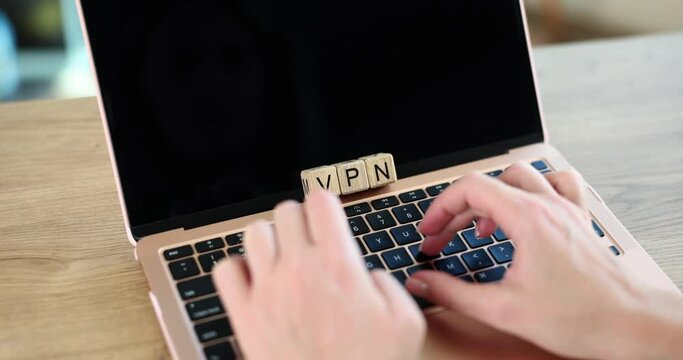 VPN technology and network security on laptop