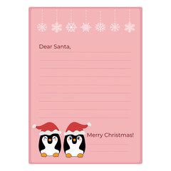 Template for a Christmas letter to Santa Claus. Flat design. Vector illustration.