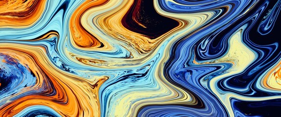 Colorful matble background with alcohol ink technique design elements, bright paint brush layer, hand painted artwork, curved wave structure, unique wallpaper, graphic for book cover or brochure