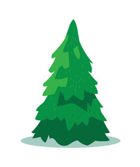 Christmas tree. Green coniferous tree. Vector image.