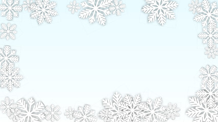 Christmas  Vector Background with Falling Snowflakes. Isolated on Red Background. Realistic Snow Sparkle Pattern. Snowfall Overlay Print. Winter Sky. Papercut Snowflakes.