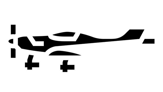 light sport airplane aircraft glyph icon animation