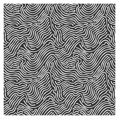Abstract pattern of white striped waves on black background. Figure for textiles. 